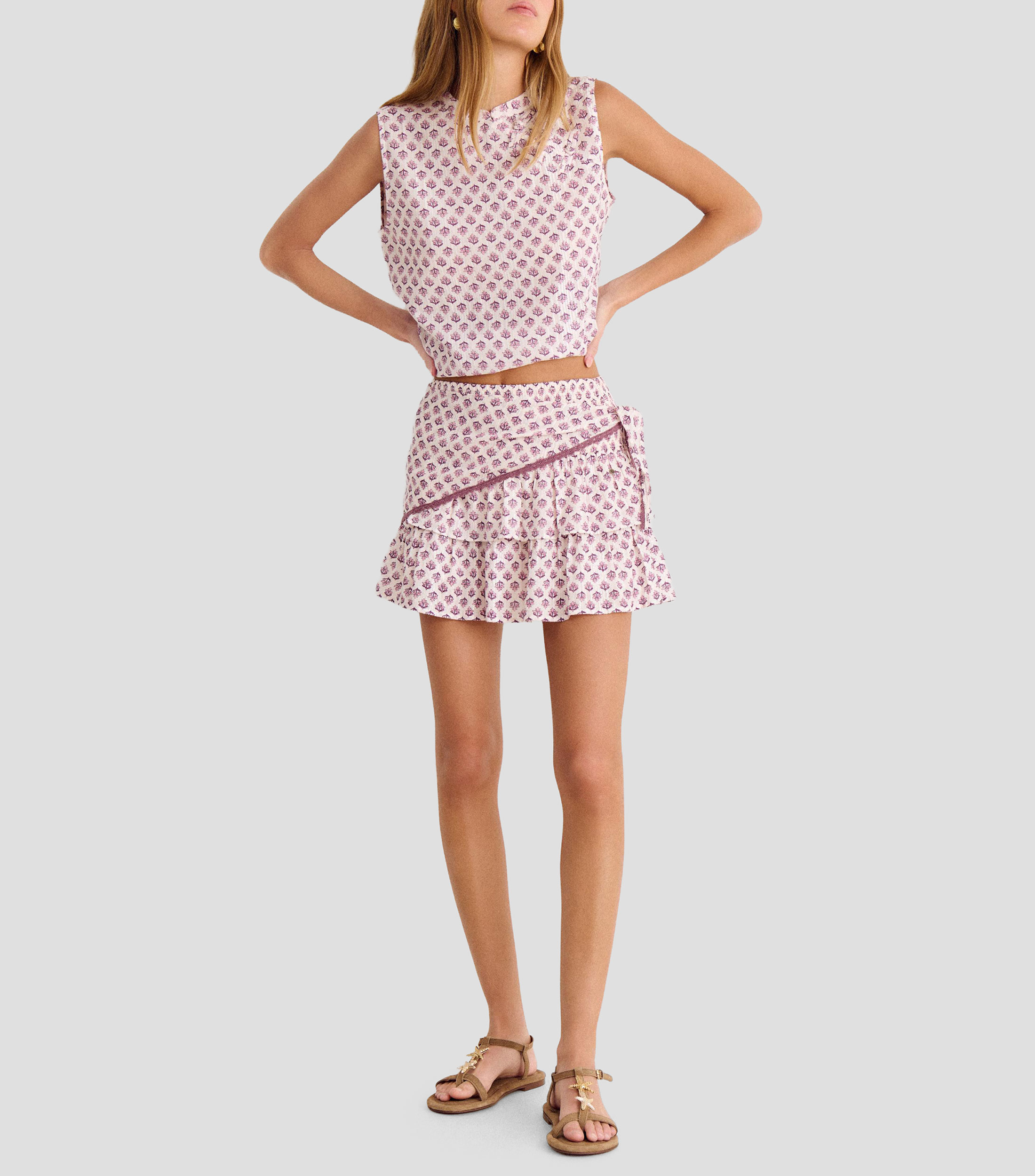 Top estampado sin mangas Mujer